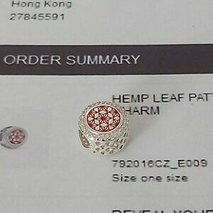 Authentic PANDORA *ASIAN EXCLUSIVE* Double-Sided Hemp Leaf Pattern 792016CZ_E009